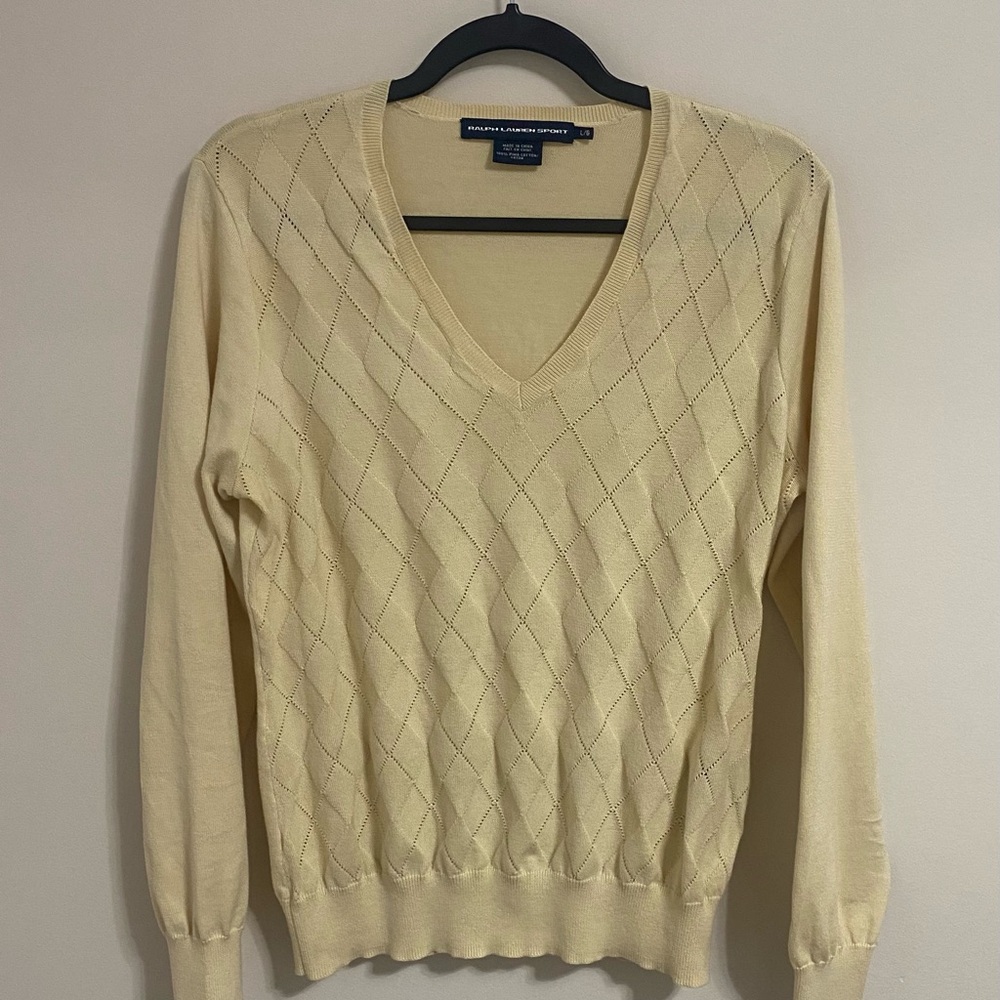 Ralph Lauren Sport Women's Cream V-Neck Sweater